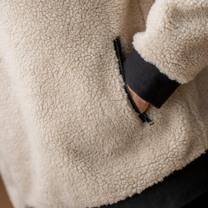 Alessandro Albanese Men's Lorenzo Half Zip Borg Fleece #colour_sand