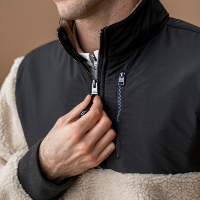 Alessandro Albanese Men's Lorenzo Half Zip Borg Fleece #colour_sand