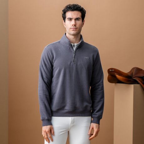 Alessandro Albanese Men's Gabriel Quarter Zip Sweatshirt #colour_charcoal