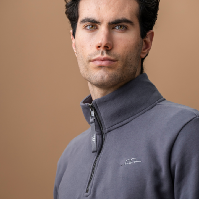 Alessandro Albanese Men's Gabriel Quarter Zip Sweatshirt #colour_charcoal