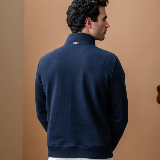 Alessandro Albanese Men's Gabriel Quarter Zip Sweatshirt #colour_core-navy