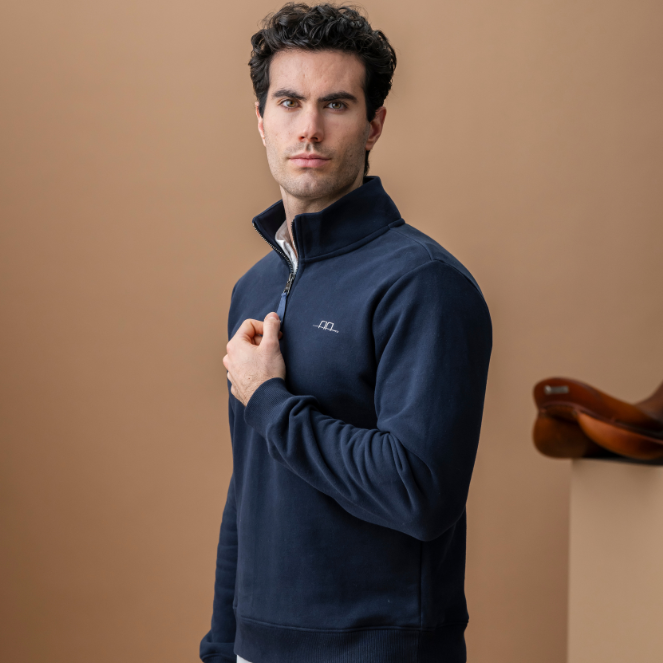 Alessandro Albanese Men's Gabriel Quarter Zip Sweatshirt #colour_core-navy
