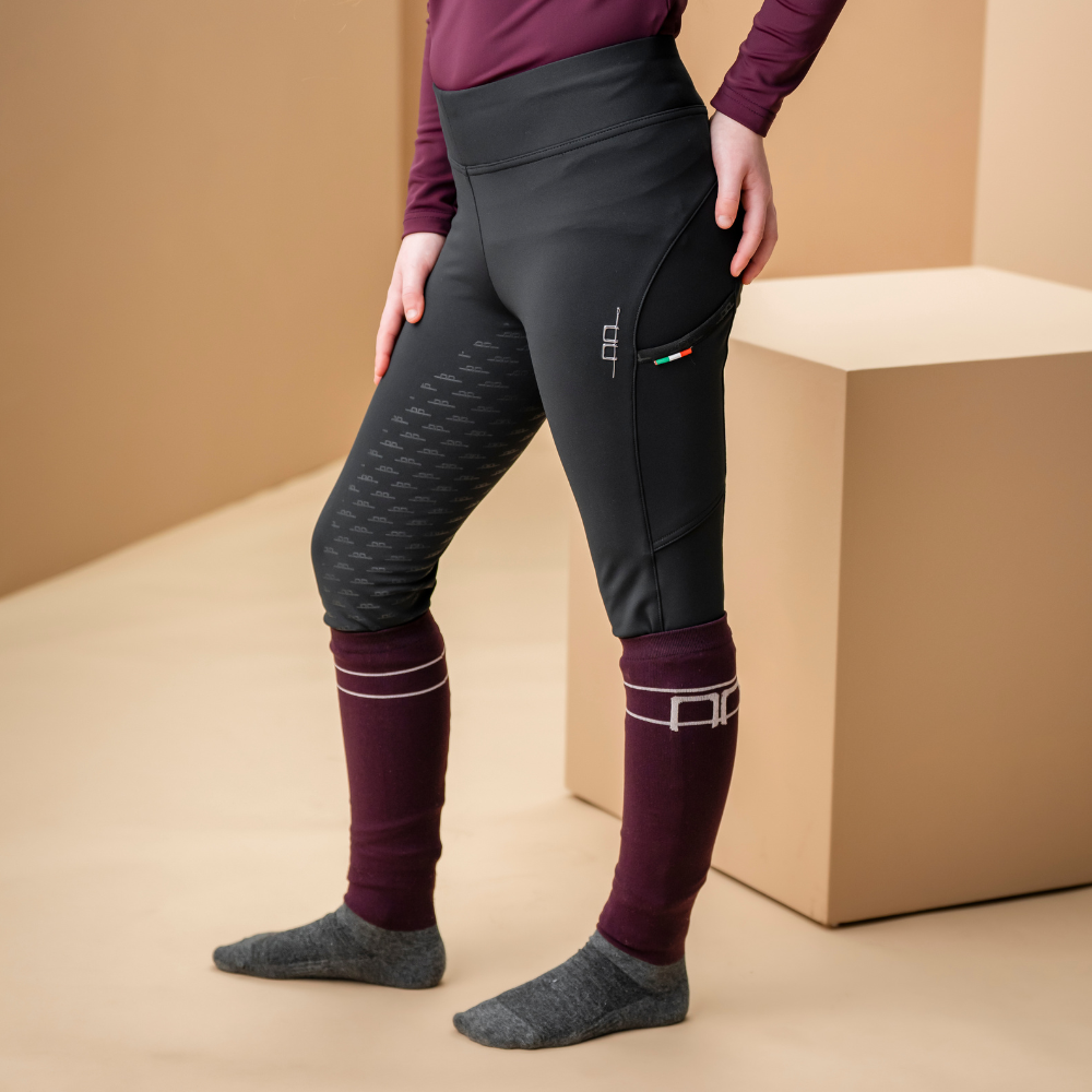 Alessandro Albanese Children's Alba Brushed Riding Tights #colour_core-black