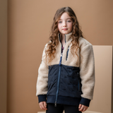 Alessandro Albanese Children's Lori Zip Through Borg Fleece #colour_sand-navy