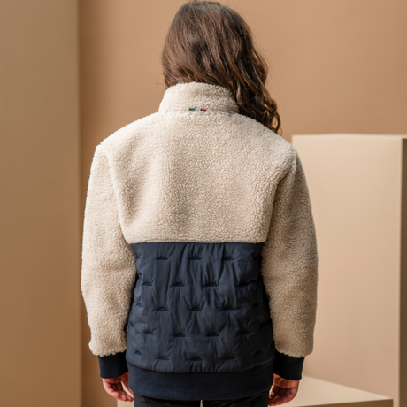 Alessandro Albanese Children's Lori Zip Through Borg Fleece #colour_sand-navy