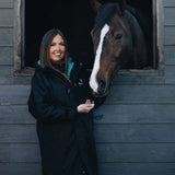 EQUIDRY Women's Thick Fleece Evolution Fixed Hood #colour_black-turquoise