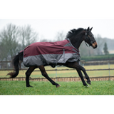 HKM 600D 100g High Neck Turnout Rug -Yukon- #colour_darkred-grey 
