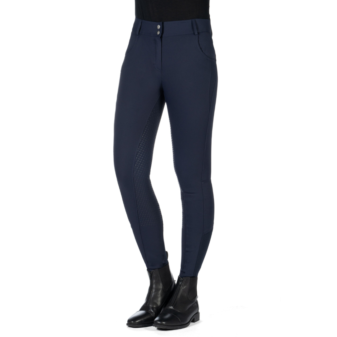 HKM Children's Silicone Full Seat Riding Breeches -Ari Mid Rise- #colour_deep-blue