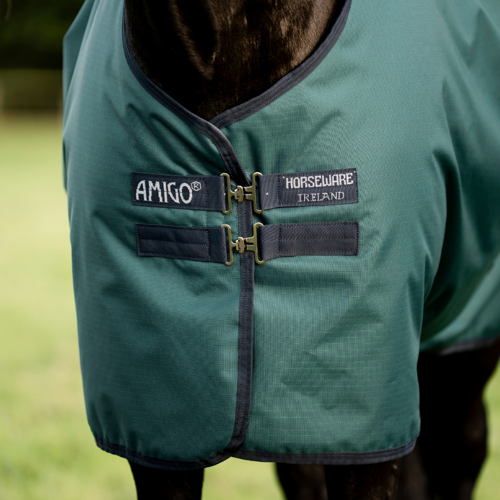 Horseware Ireland Amigo Ripstop 900D 50g Pony Turnout Rug #colour_dynasty-green-navy-silver