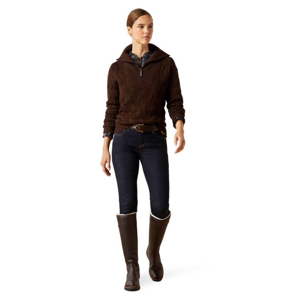 Ariat Women's Alamere 1/2 Zip Sweater #colour_coffee-bean