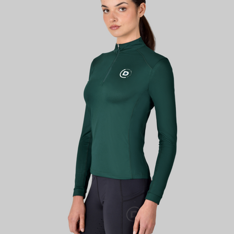 Dublin Ladies Breathable Long Sleeve Riding Top #colour_dark-emerald-green
