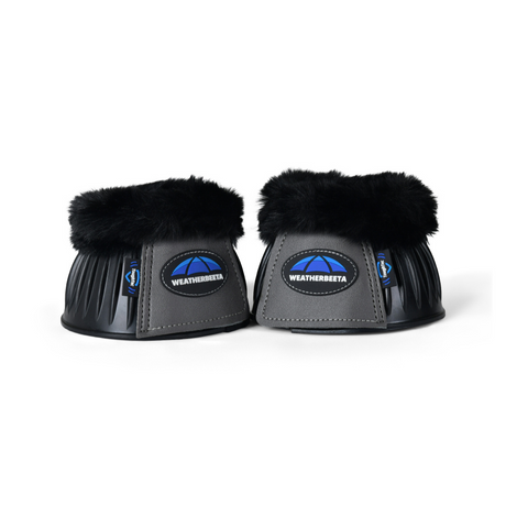 Weatherbeeta Tough-Tec Prime Fleece Trim Rubber Bell Boots #colour_black-grey