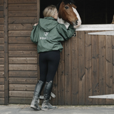 EQUIDRY Women's Thin Fleece Shortie #colour_black-forest-green