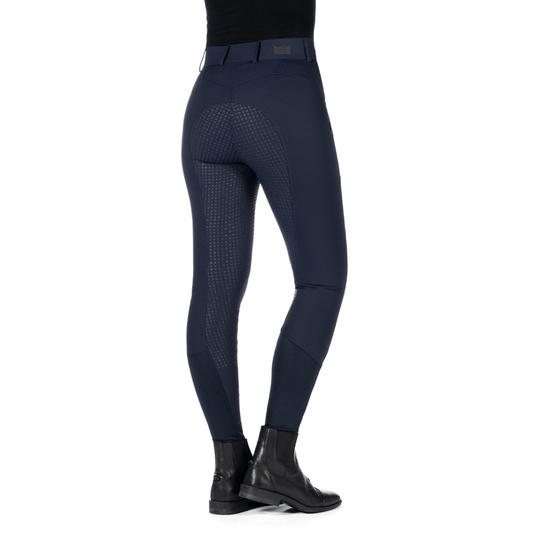 HKM Children's Silicone Full Seat Riding Breeches -Ari Mid Rise- #colour_deep-blue