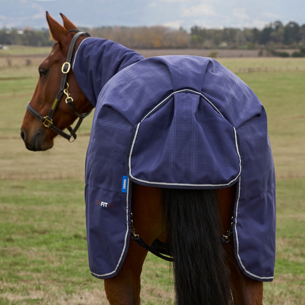 Weatherbeeta Comfitec Prelim 220G Combo Turnout #colour-navy-embossed-plaid