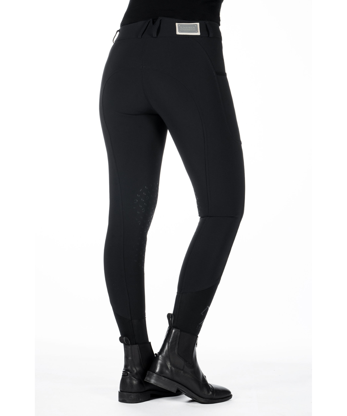 HKM Ladies Silicone Knee Patch Breeches -Livigno- #colour_black