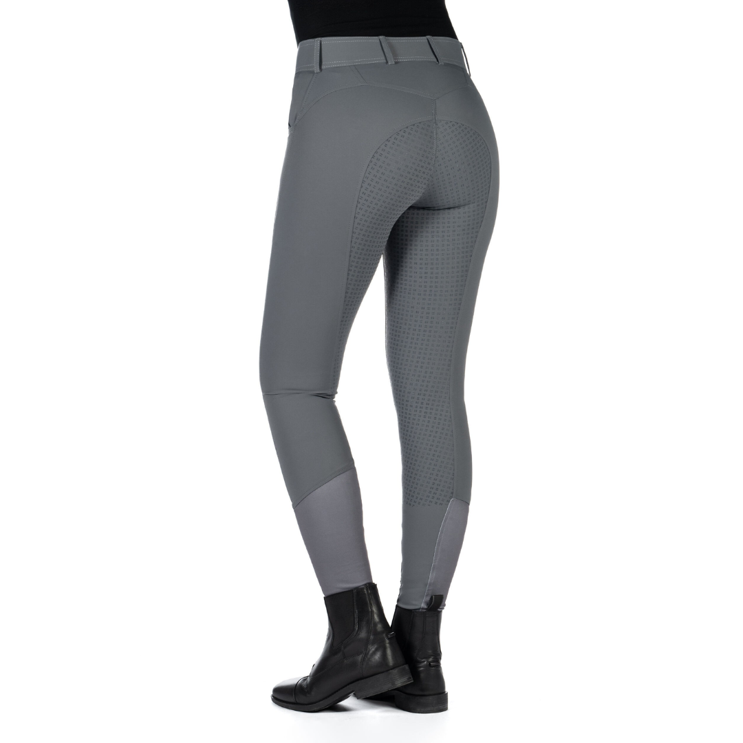 HKM Women's Silicone Full Seat Riding Breeches -Ari Mid Rise- #colour_grey