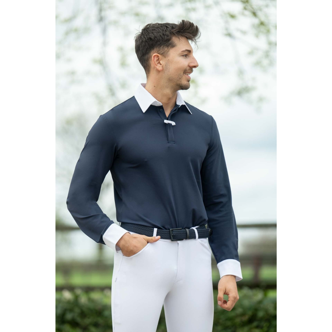 HKM Men's Long Sleeve Competition Shirt -Davie- #colour_deep-blue