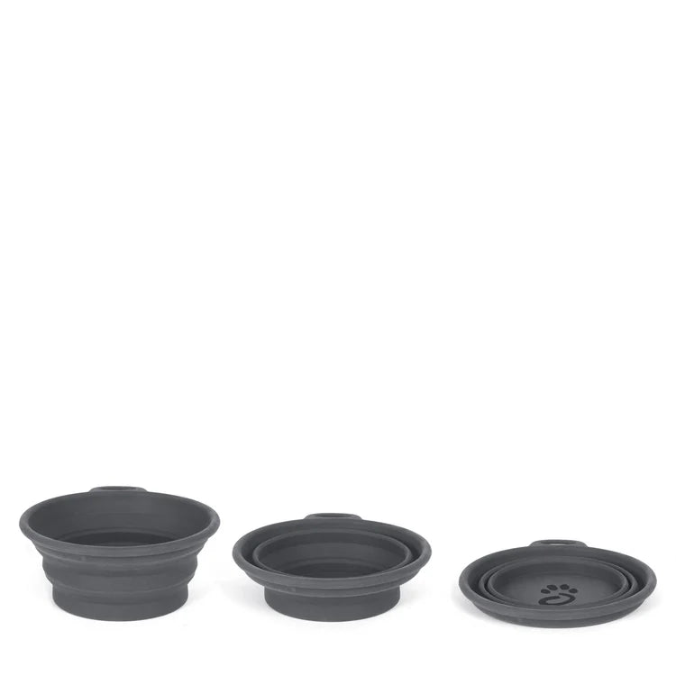 Mountain Paws Collapsible Silicone Dog Bowl #colour_grey