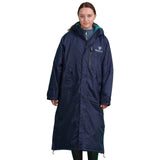 EQUIDRY Women's Thick Fleece Evolution Stowaway Hood #colour_navy-turquoise