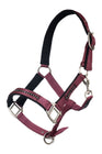 HKM Head Collar Set With Snap Hook -Crystal- Soft Padded #colour_dark-red-black