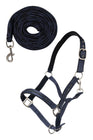 HKM Head Collar Set With Snap Hook -Crystal- Soft Padded #colour_deep-blue-black