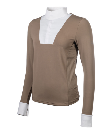 HKM Women's Long Sleeve Competition Shirt -Virginia- #colour_taupe