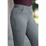 HKM Children's Silicone Full Seat Riding Breeches -Ari Mid Rise- #colour_grey
