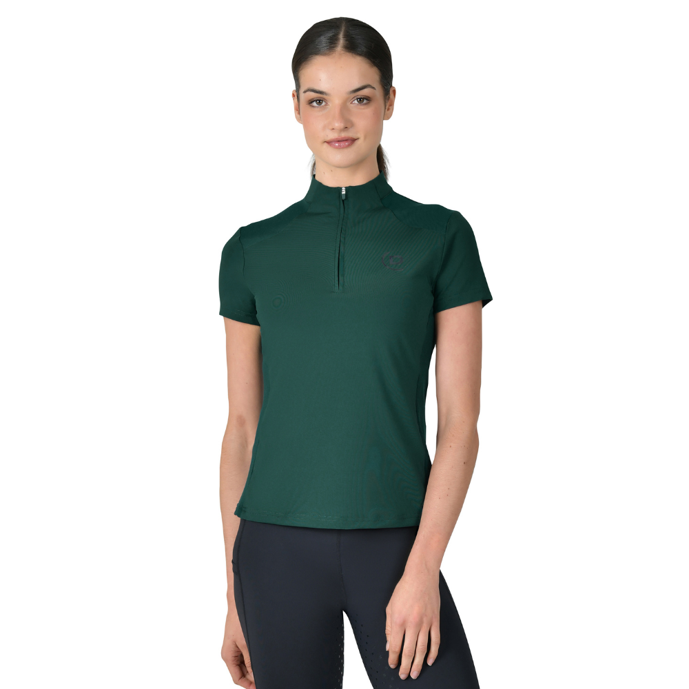 Dublin Ladies 1/4 Zip Breathable Short Sleeve Top #colour_dark-emerald-green