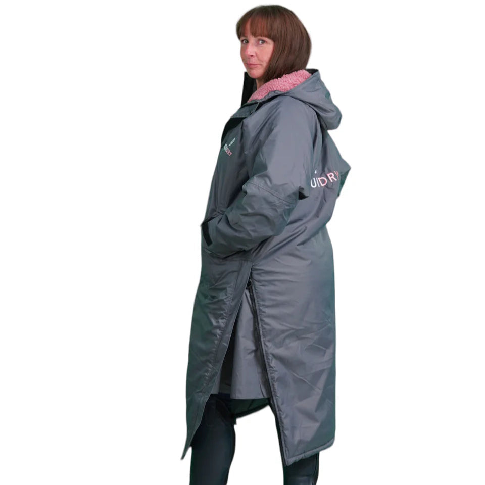 EQUIDRY Women's Thick Fleece Evolution Fixed Hood #colour_grey-pale-pink