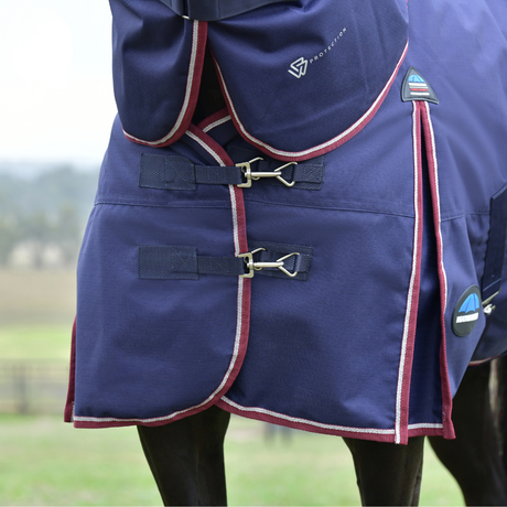 Weatherbeeta Comfitec Essential 50G Detach-A-Neck Turnout #colour_navy-burgundy