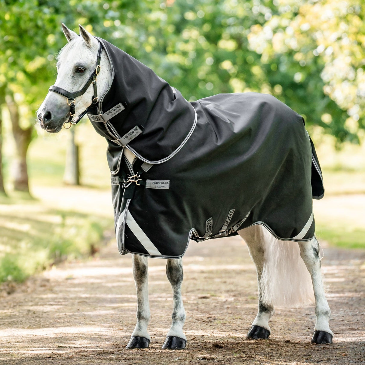 Horseware Ireland Rambo Supreme 1680D Turnout Plus 0g #colour_black-thunderstorm-grey-silver