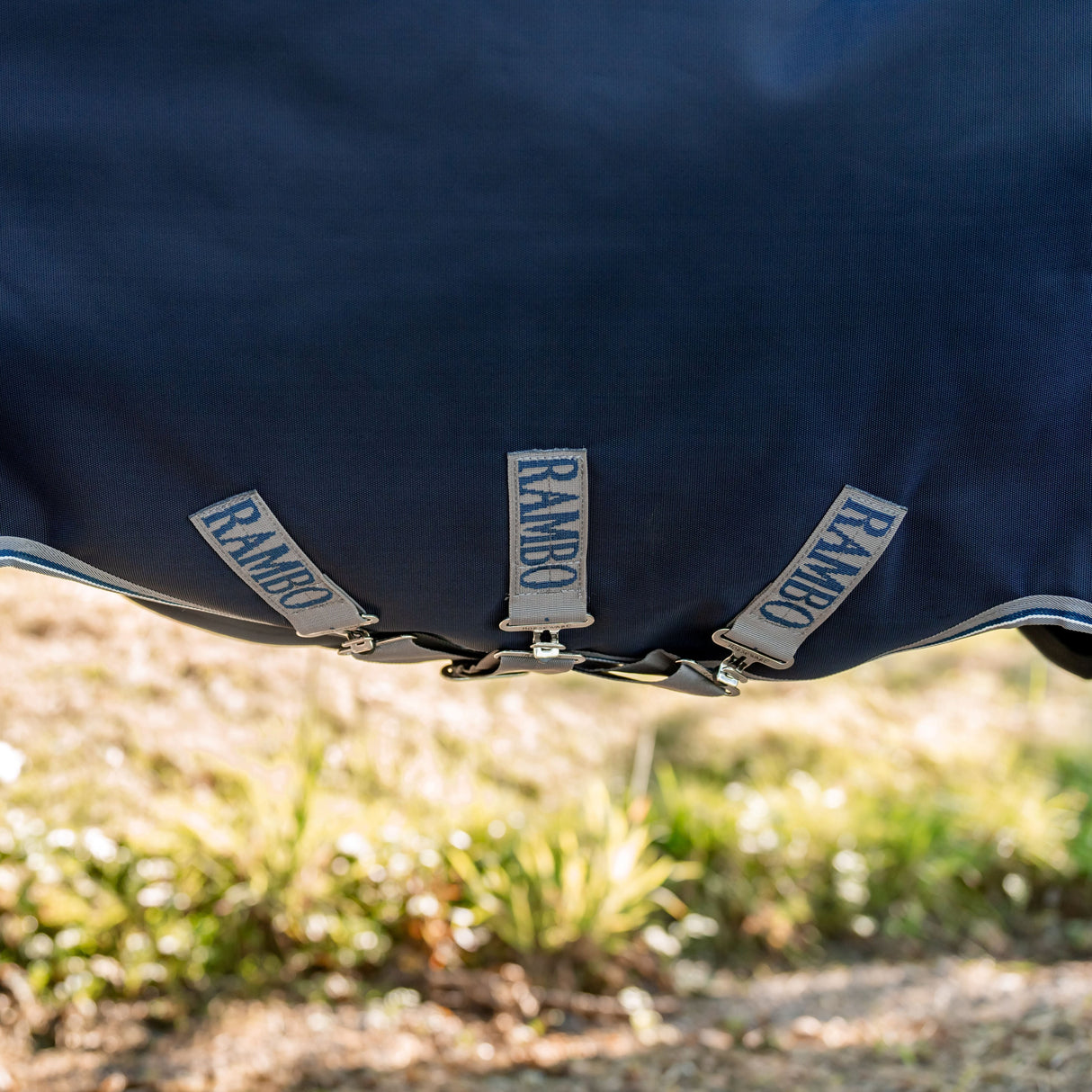 Horseware Ireland Rambo 1680D 450g Vari-Layer Turnout Rug #colour_navy-thunderstorm-grey-silver