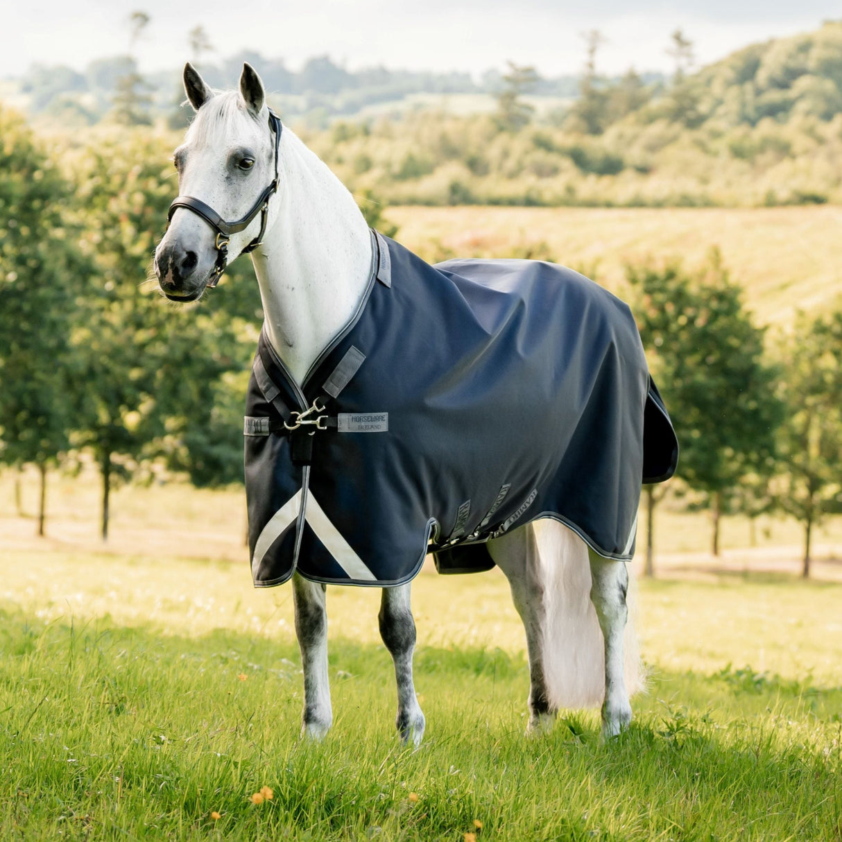 Horseware Ireland Rambo 1680D 50g Turnout Rug #colour_navy-thunderstorm-grey-silver