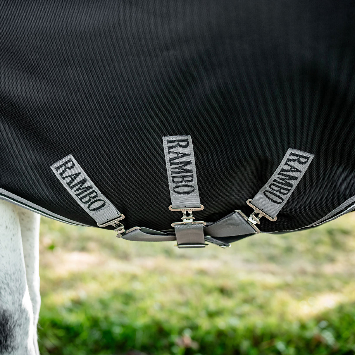 Horseware Ireland Rambo 1680D 250g Vari-Layer Turnout Rug #colour_black-thunderstorm-grey-silver