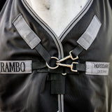 Horseware Ireland Rambo 1680D 450g Vari-Layer Turnout Rug #colour_black-thunderstorm-grey-silver