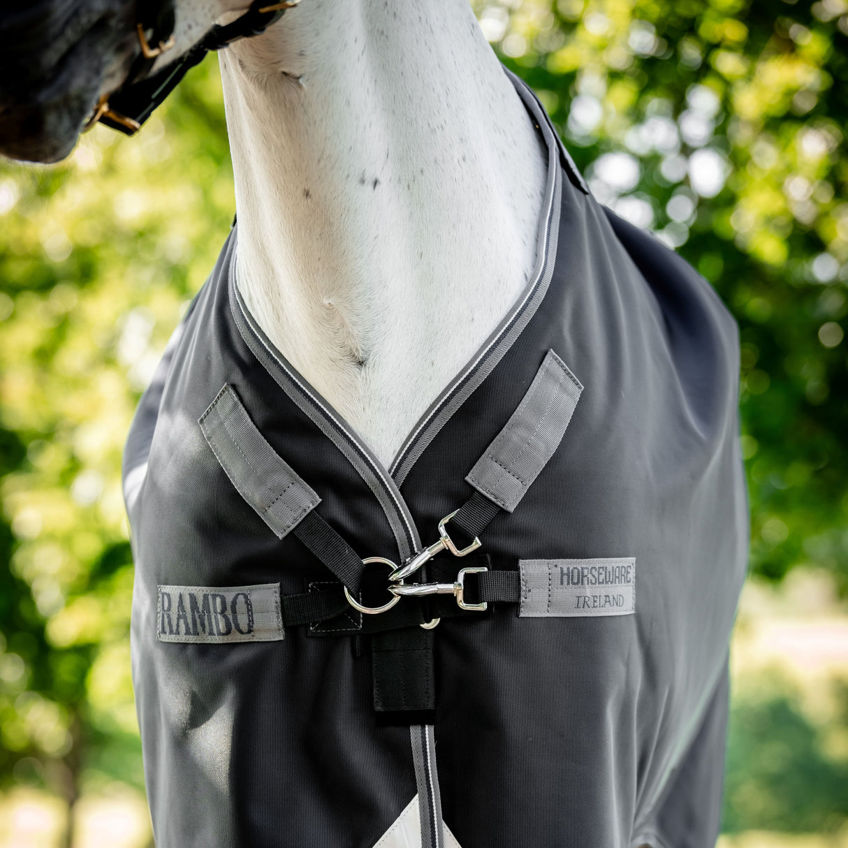 Horseware Ireland Rambo 1680D 50g Turnout Rug #colour_black-thunderstorm-grey-silver