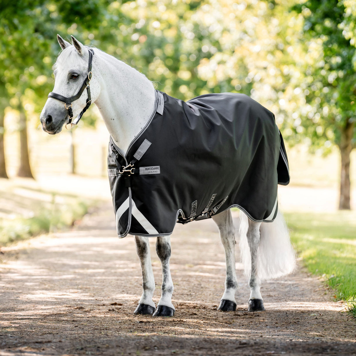 Horseware Ireland Rambo 1680D 250g Vari-Layer Turnout Rug #colour_black-thunderstorm-grey-silver
