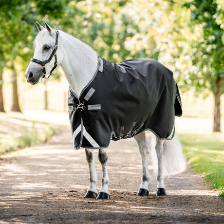 Horseware Ireland Rambo 1680D 250g Vari-Layer Turnout Rug #colour_black-thunderstorm-grey-silver