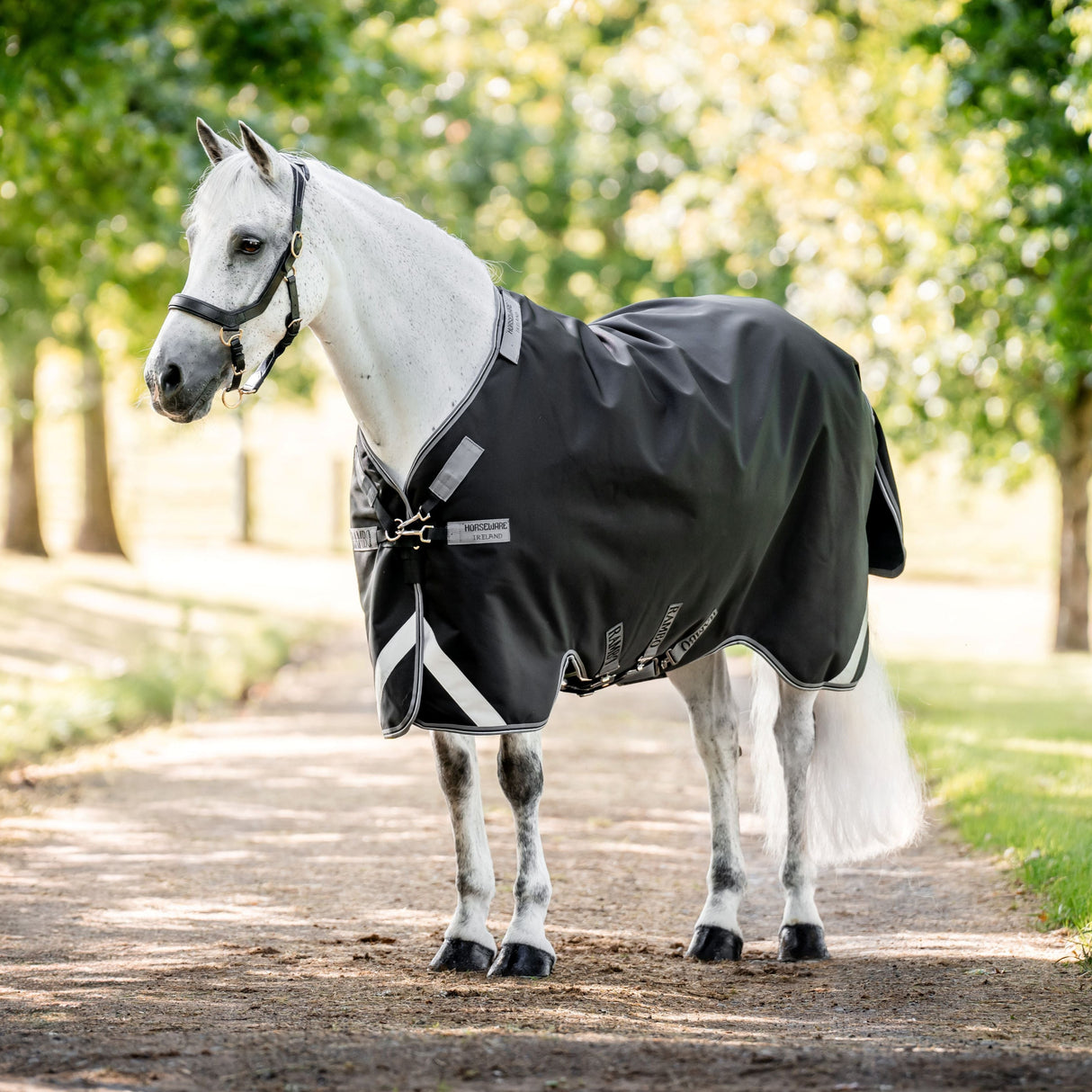 Horseware Ireland Rambo 1680D 450g Vari-Layer Turnout Rug #colour_black-thunderstorm-grey-silver