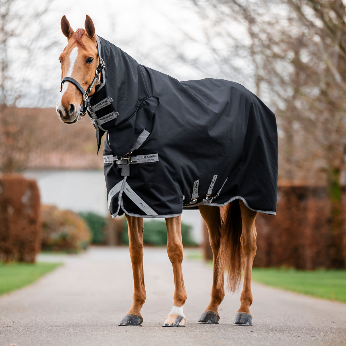 Horseware Ireland Amigo 1200D Integrated 150g Turnout Rug #colour_black-titanium-grey-silver