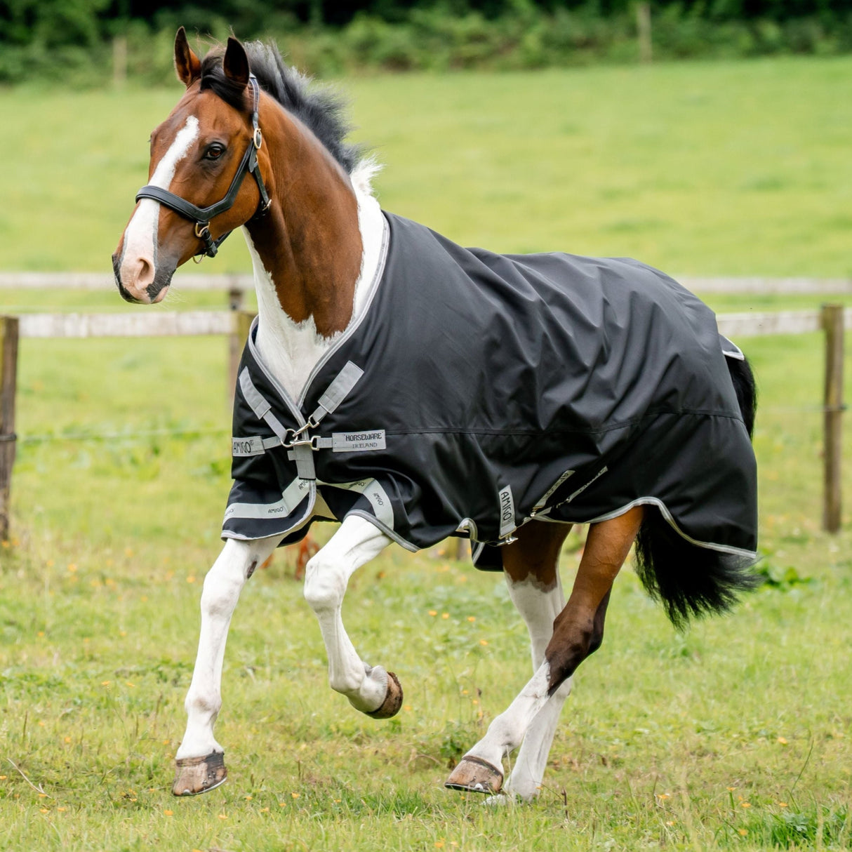 Horseware Ireland Amigo 1200D XL 50g Turnout Rug #colour_black-titanium-grey-silver
