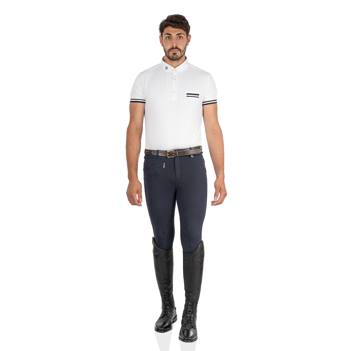 Equestro Urano Model Man Breeches In Stretch Cotton #colour_blue
