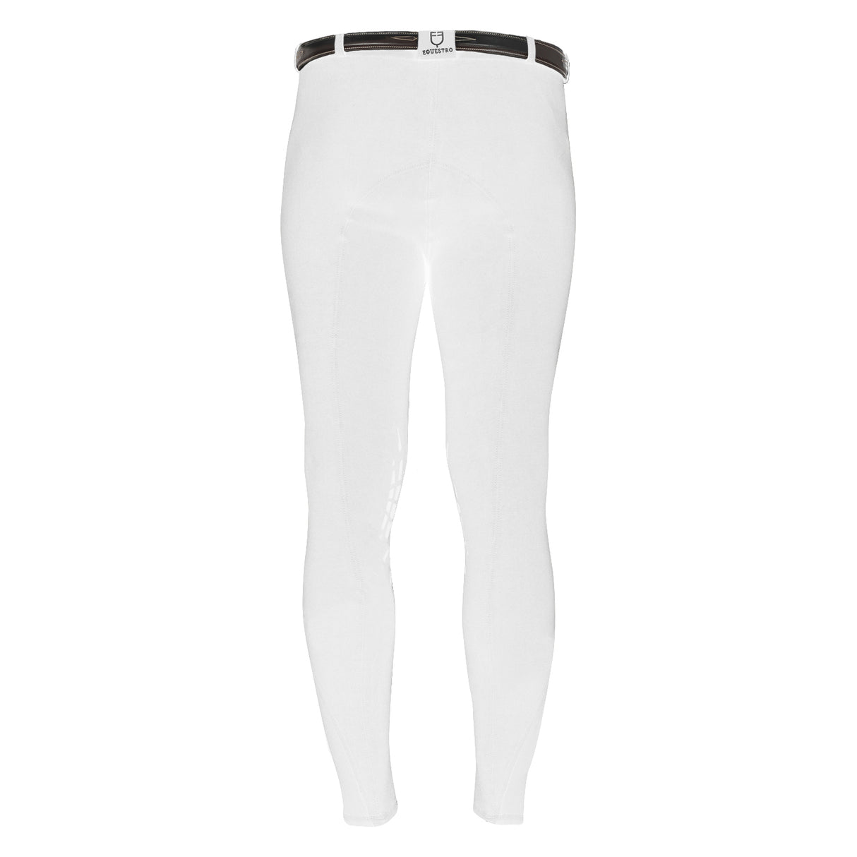 Equestro Zeus Men’s Stretch Cotton Breeches with Knee Grip #colour_white