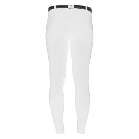 Equestro Zeus Men’s Stretch Cotton Breeches with Knee Grip #colour_white