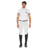 Equestro Zeus Men’s Stretch Cotton Breeches with Knee Grip #colour_white