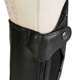 Equestro Kids' Soft Leather Gaiters With Elastic Band #colour_black