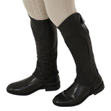 Equestro Kids' Soft Leather Gaiters With Elastic Band #colour_black