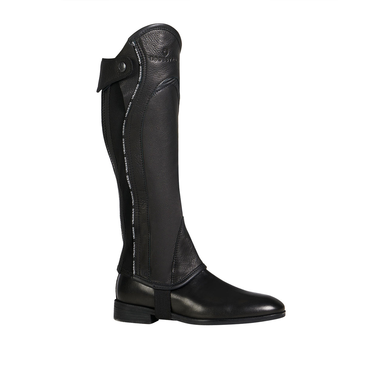 Equestro Unisex Leather Gaiters With Contrasting Profile #colour_black