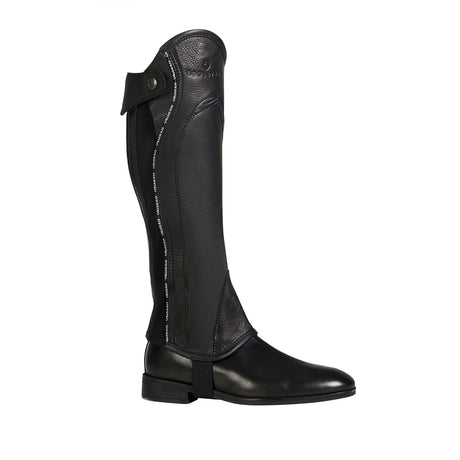Equestro Unisex Leather Gaiters With Contrasting Profile #colour_black